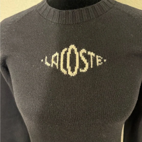 Lacoste Black Crewneck Sweater with White Logo - Picture 4 of 6